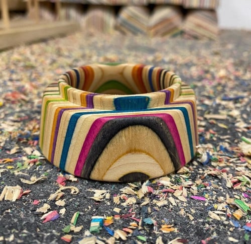 حلقة توزيع القهوة من خشب الواح التزلج صنع يدوي