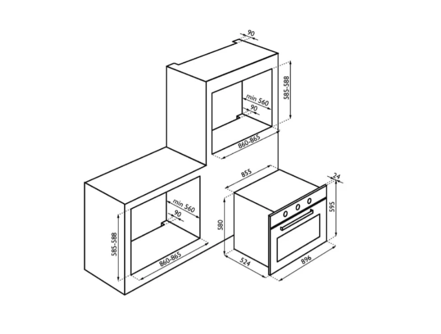 فرن kitchen pro كيتشن برو - غاز كامل - 4 وظائف - إشعال من الاعلى لحال+إشعال من الاسف لحال - سعه الفرن 125 لتر - 50/60 هرتز - KP901/GA