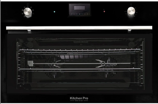 فرن kitchen pro كيتشن برو - كهرباء بلت ان اسود ديجتال – 9 وظائف - 2 مروحة توزيع - مروح تبريد - ايطالي - باب زجاجي شفاف بزجاج داخلي – طبقتين من الزجاج تعمل كعازل للحرارة - KP908B/EL