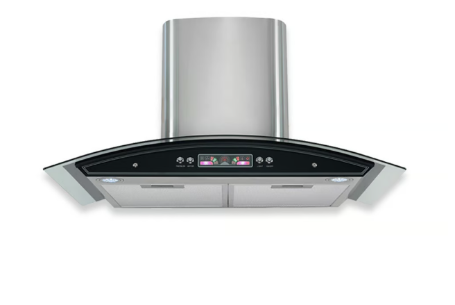 شفاط مطبخ شبح 90 سم قوة الشفط 850 متر مكعب/ساعـة شاشة ديجيتال 2 لمبة ليد أمامية - 4-40856W