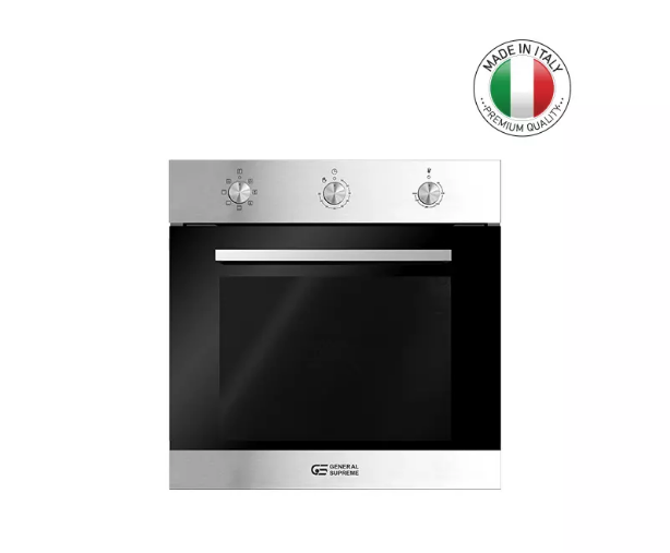 جنرال سوبريم بلت ان - فرن كهرباء مدمج - 60سم 64 لتر, - 7 وظائف - ستانلس ستيل - تجويف المينا باللون الأسود - رفوف جانبية من الكروم - فولاذ مقاوم للصدأ - ايطالي - GSO607IEMM