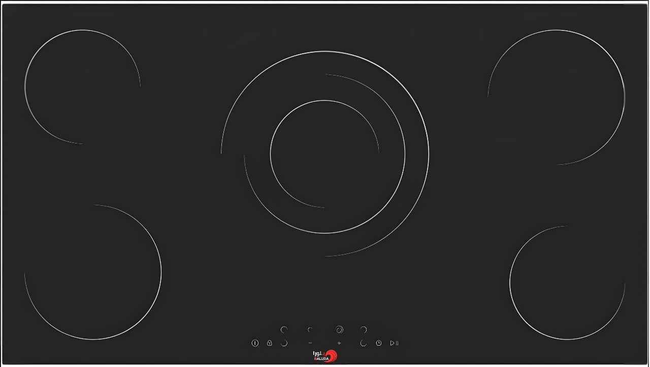 بلورا BALURA - موقد كهربائي بلت إن مدمج (90 سم) 5 مناطق طهي - 10 مستويات طاقة - تحكم باللمس سهل - قفل أمان للأطفال - خط ستيل أمامي مقاوم للصدأ بديكور جميل - مصنّع من السيراميك الزجاجي (Hilight) - ضمان مطابقة للمعايير الأوروبية والخليجية - PL 293