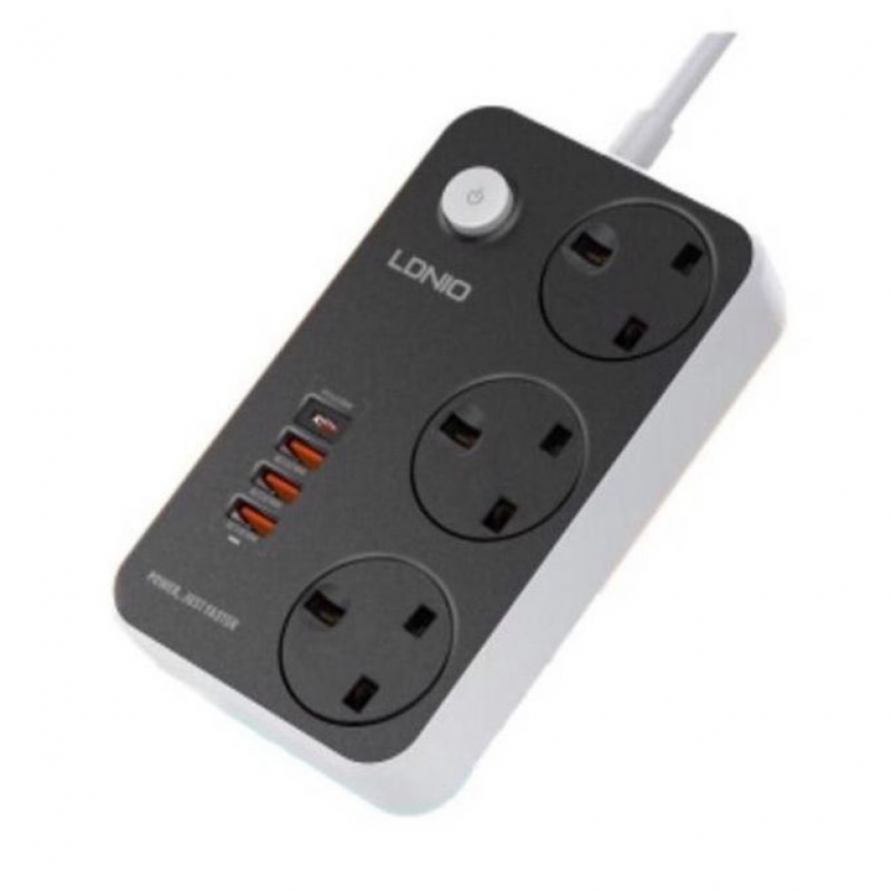 توصيلة كهربائية LDNIO بمنفذ PD 20W مع 3 منافذ تيار متردد و 3 منافذ USB طول 3M