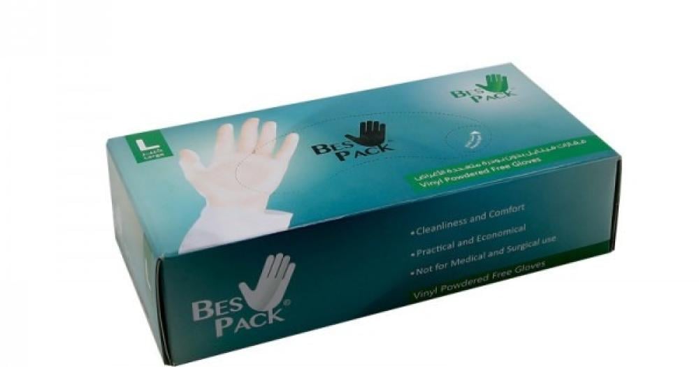 بست باك قفازات شفاف  فينايل بدون بودرة متعددة الأغراض  مقاس L