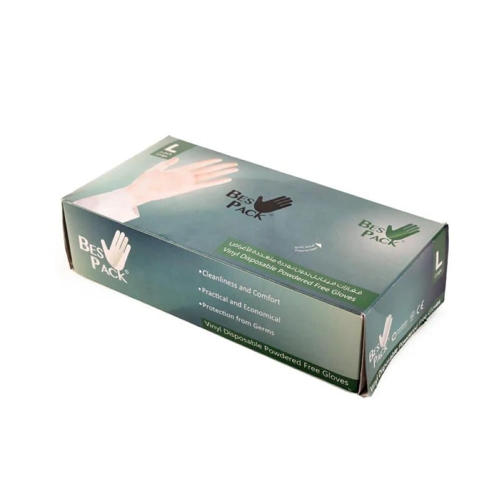 بست باك قفازات شفاف  فينايل بدون بودرة متعددة الأغراض  مقاس L