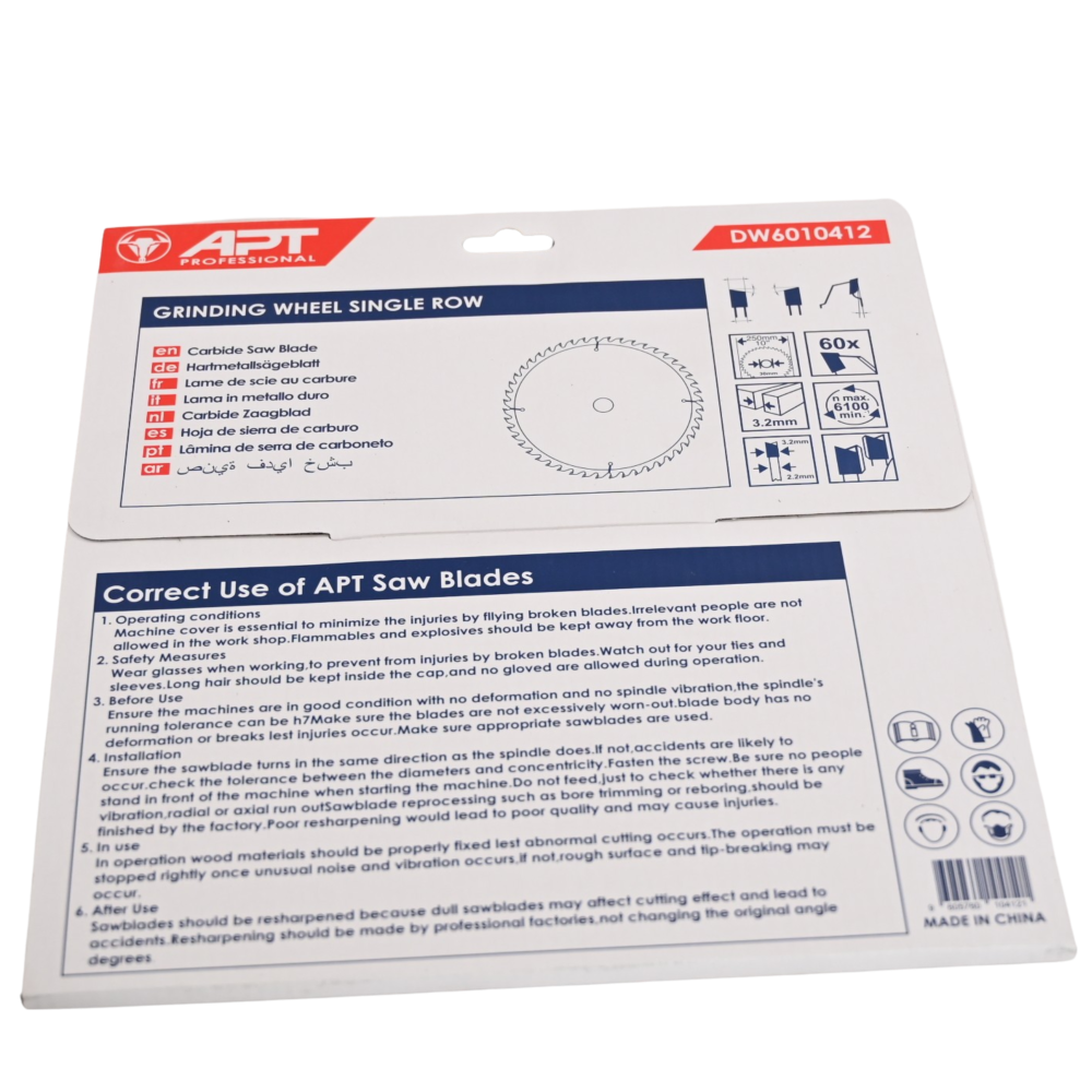 صحن قص خشب APT DW6010412  250 MM Z60