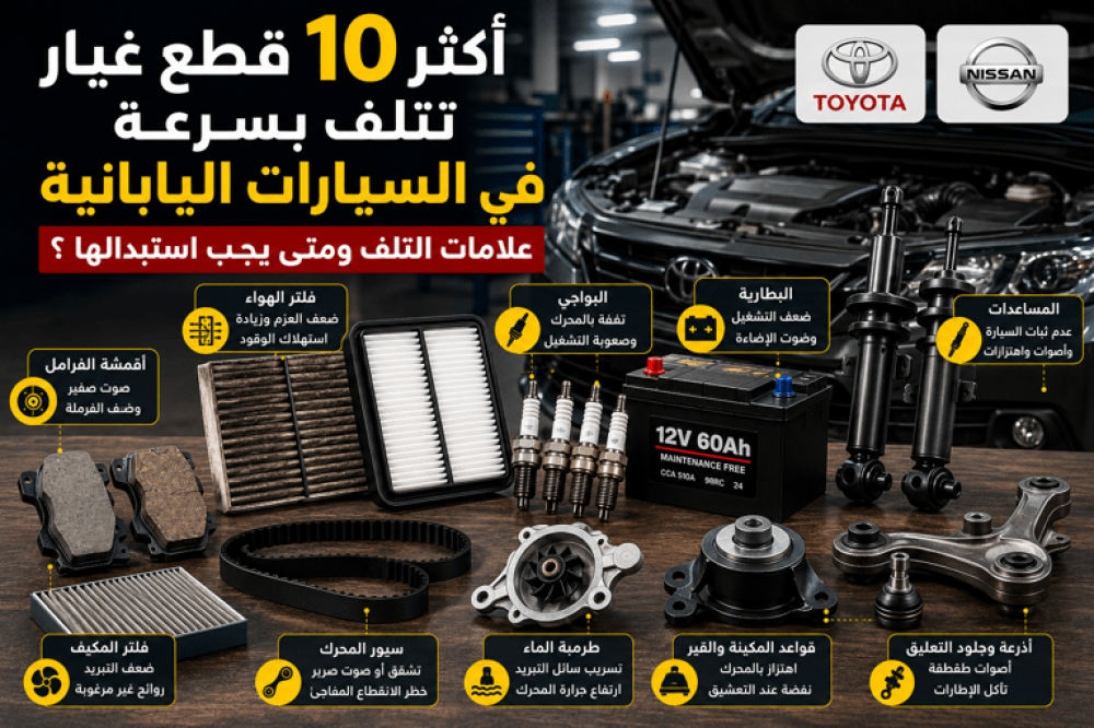 أكثر 10 قطع غيار تتلف بسرعة في السيارات اليابانية: علامات التلف ومتى يجب استبدالها ؟