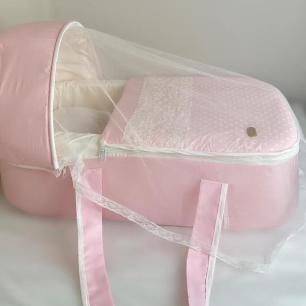 سرير مولود مبطن محمول-وردي