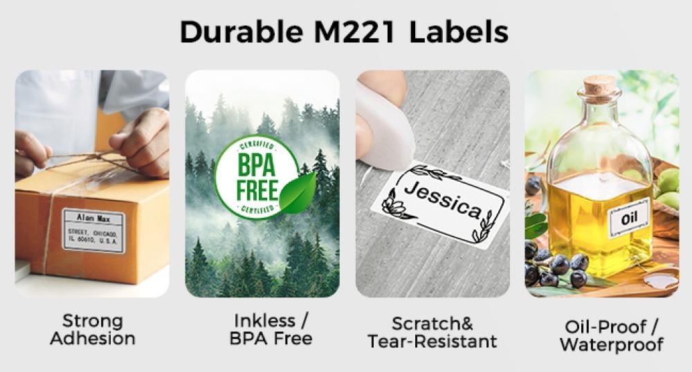 فوميمو طابعة ملصقات الباركود M221 3 انش حرارية محمولة بلوتوث للاعمال الصغيرة / الاستخدام المنزلي للباركود والعنوان والشعار والبريد والملصقات متوافقة مع الجوال والكمبيوتر الشخصي ابيض