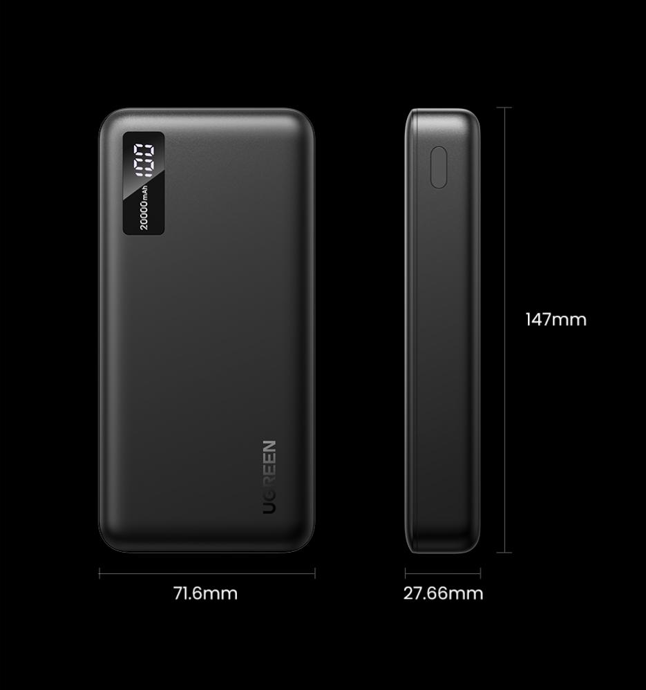 بطارية متنقلة بحجم 20000mAh وسرعة 20 واط وبثلاثة منافذ من UGREEN