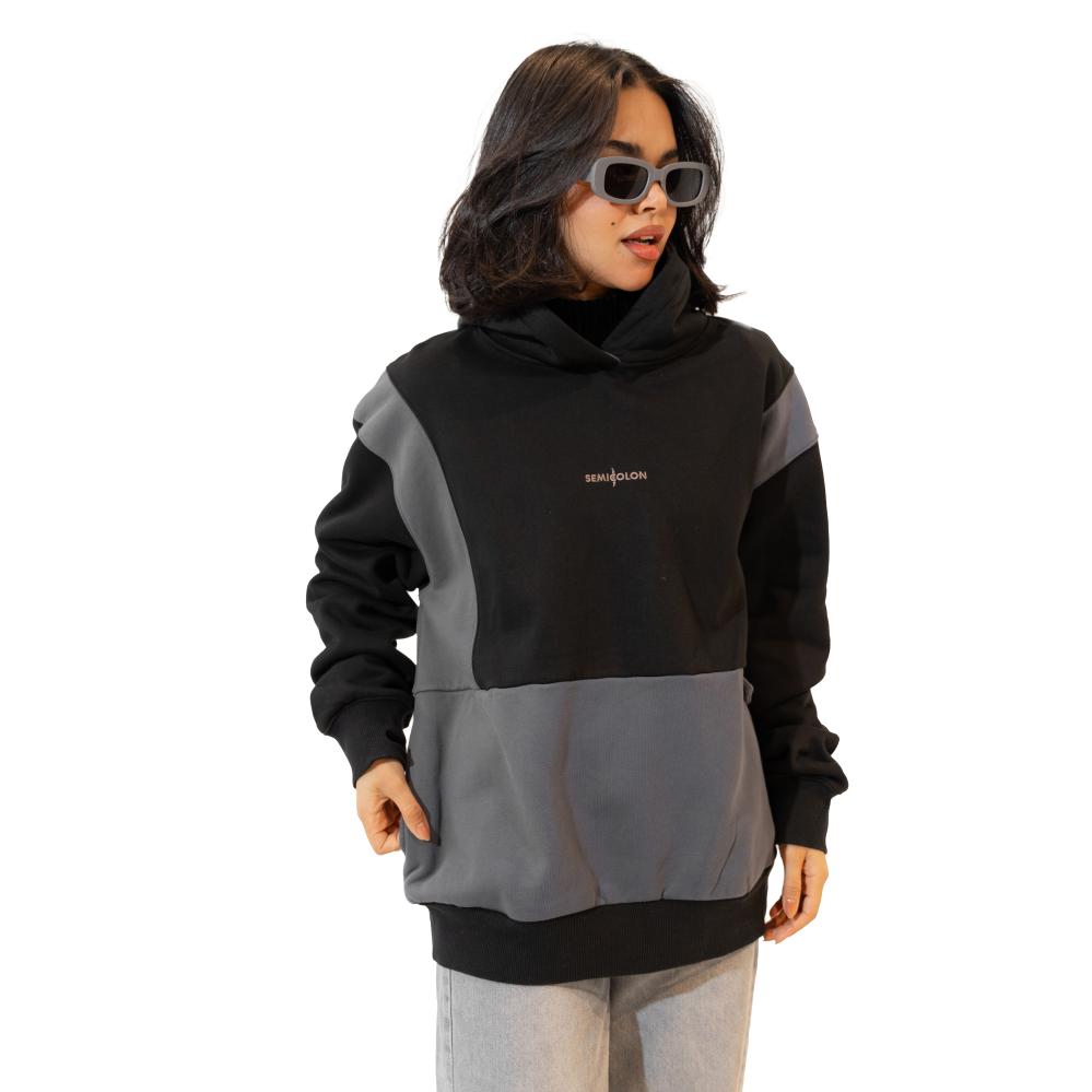 Black with dark gray hoodie