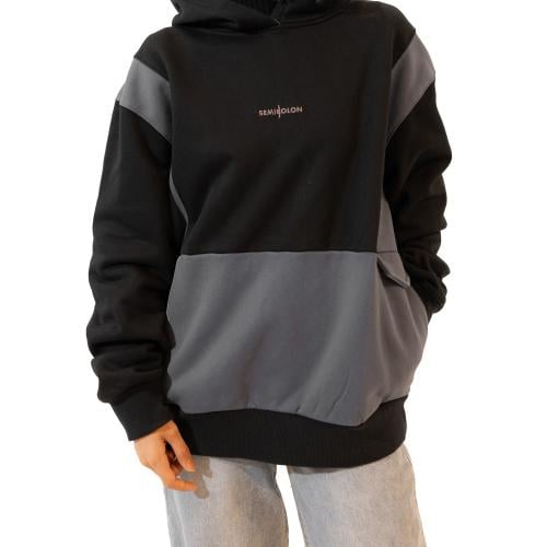 Black with dark gray hoodie