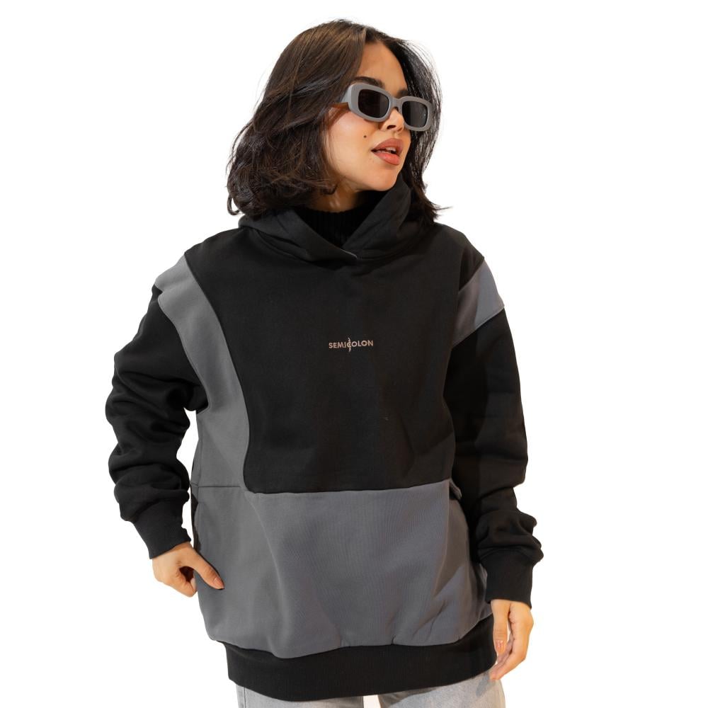 Black with dark gray hoodie