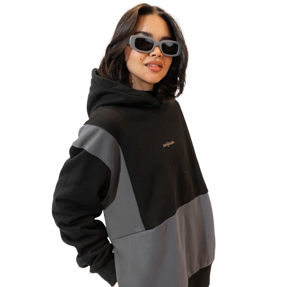 Black with dark gray hoodie