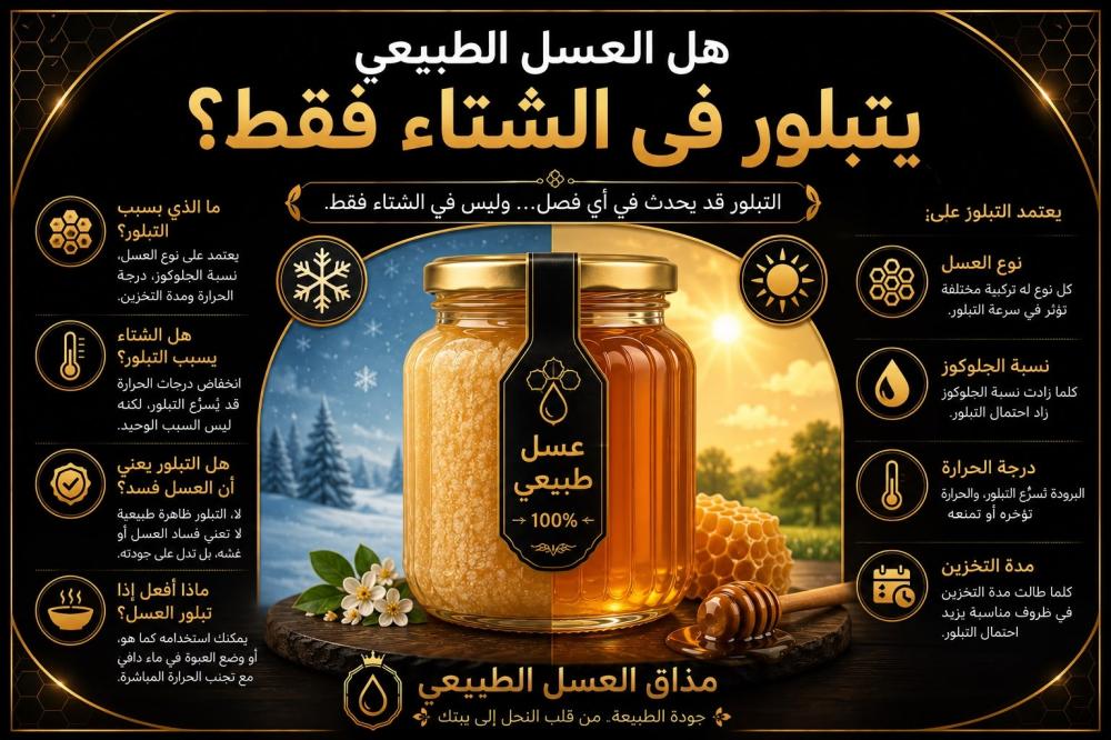 هل العسل الطبيعي يتبلور في الشتاء فقط؟
