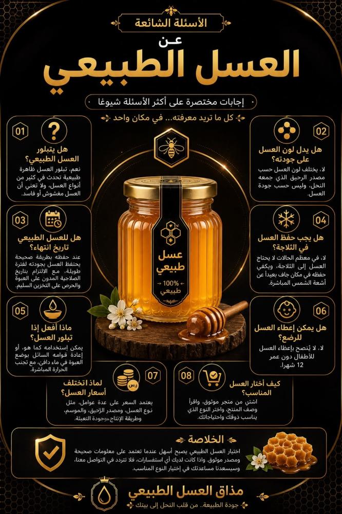 الأسئلة الشائعة عن العسل الطبيعي
