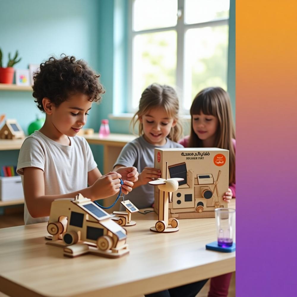 طفل ينفذ تجربة علمية منزلية باستخدام أدوات بسيطة من ألعاب تعليمية STEM