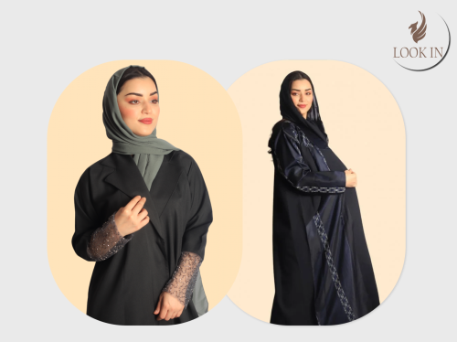 عرض عباية ملونة كتَّان وجاكار بتصميم مميز + عباية...