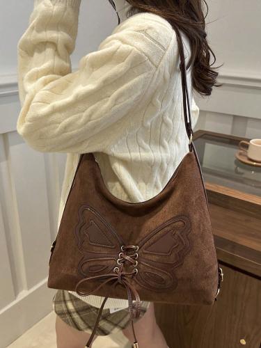 حقيبة كتف كبيرة السعة ذات لون ساده