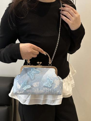 حقيبة يد أنيقة بنقشة الفراشة الدانتيل