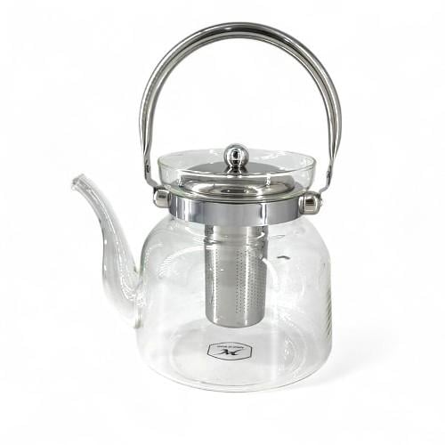 ابريق شاي زجاجي حامل استيل 1100 مل