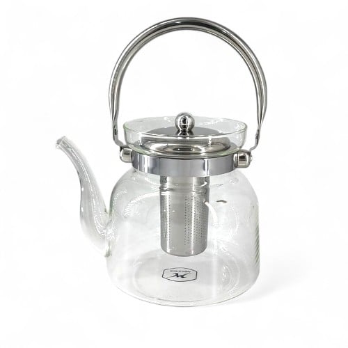 ابريق شاي زجاجي حامل استيل 1100 مل