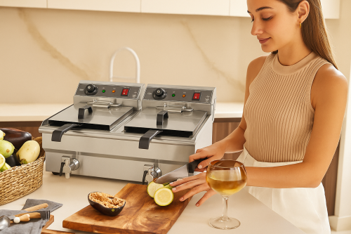 قلاية حوضين 16+16 ليتر بتصريف زيت