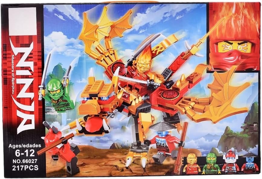 لعبة تركيب مكعبات بلاستيك نينجا للاطفال تتكون من 217 قطعة - متعددة الالوان