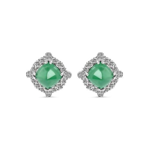 Luxury 18k Emerald Earringsاقراط فاخرة بحجر الزمرد...