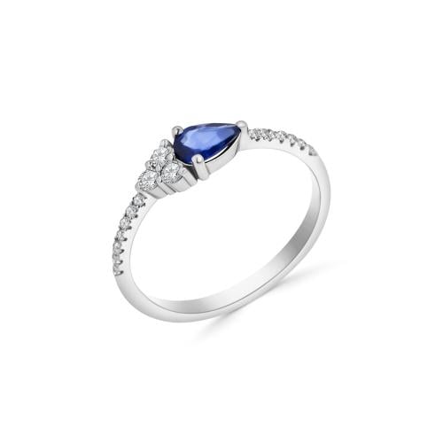 HADIYA | 18K Blue Sapphire Ringخاتم زفير مرصع بالا...