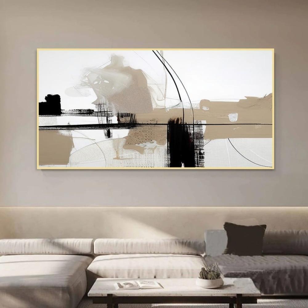 لوحة قماشية مودرن بتصميم الفن التشكيلي مع برواز مجوف