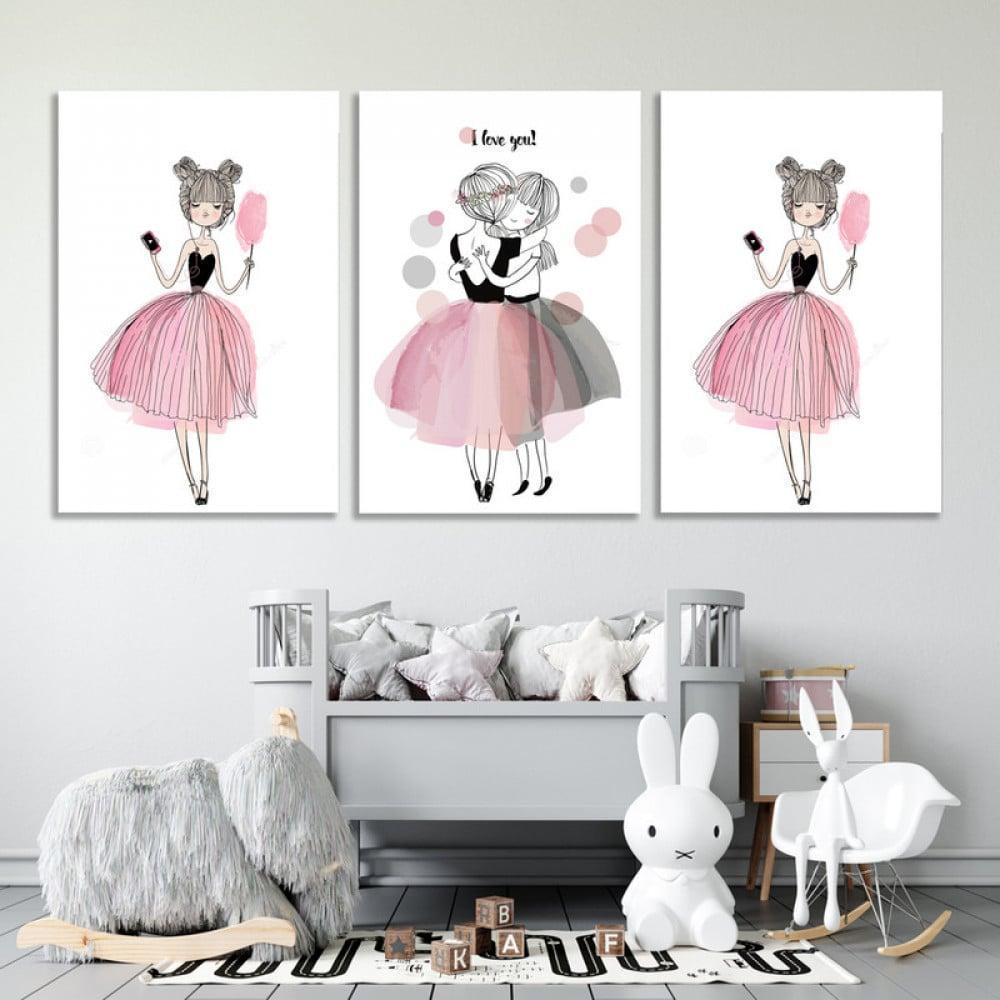 ثلاث لوحات قماشية بتصميم مودرن لغرف الأطفال