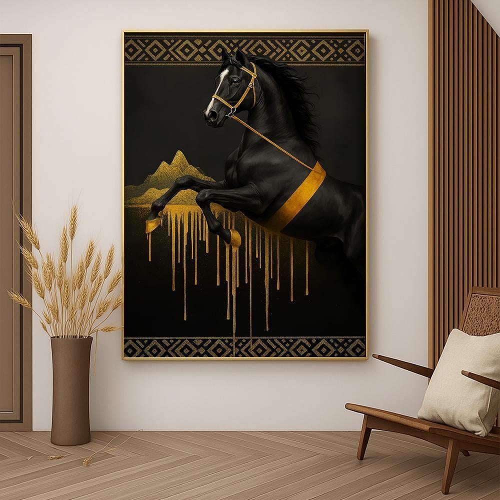 لوحة قماشية بتصميم الفن النجدي مع برواز مجوف