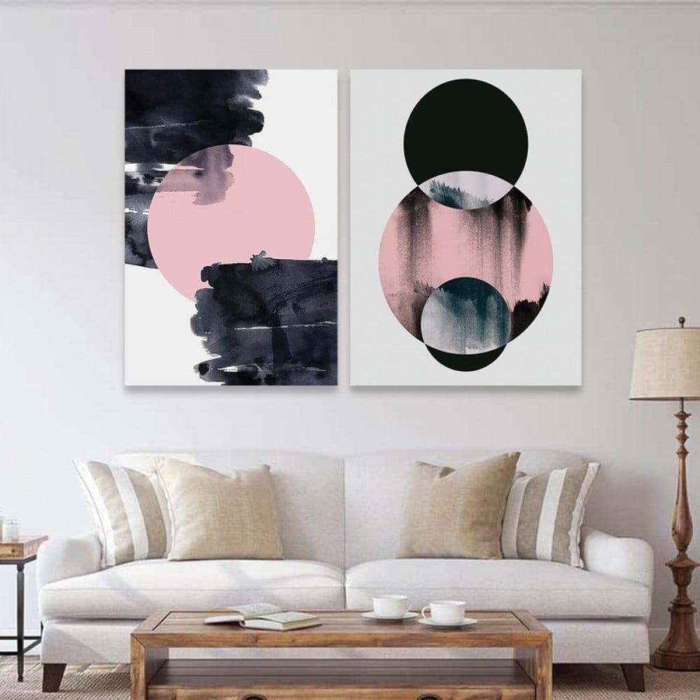 لوحة ثنائية قماشية بتصميم تجريدي