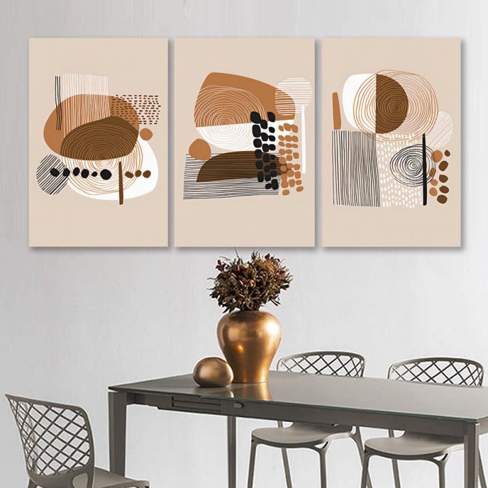 ثلاث لوحات قماشية بتصميم تجريدي