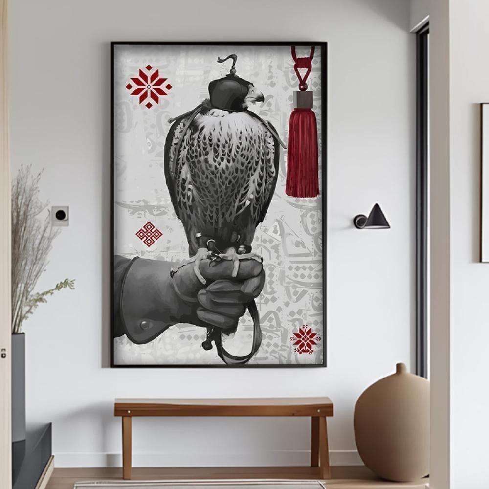 لوحة قماشية بتصميم الفن النجدي مع برواز مجوف