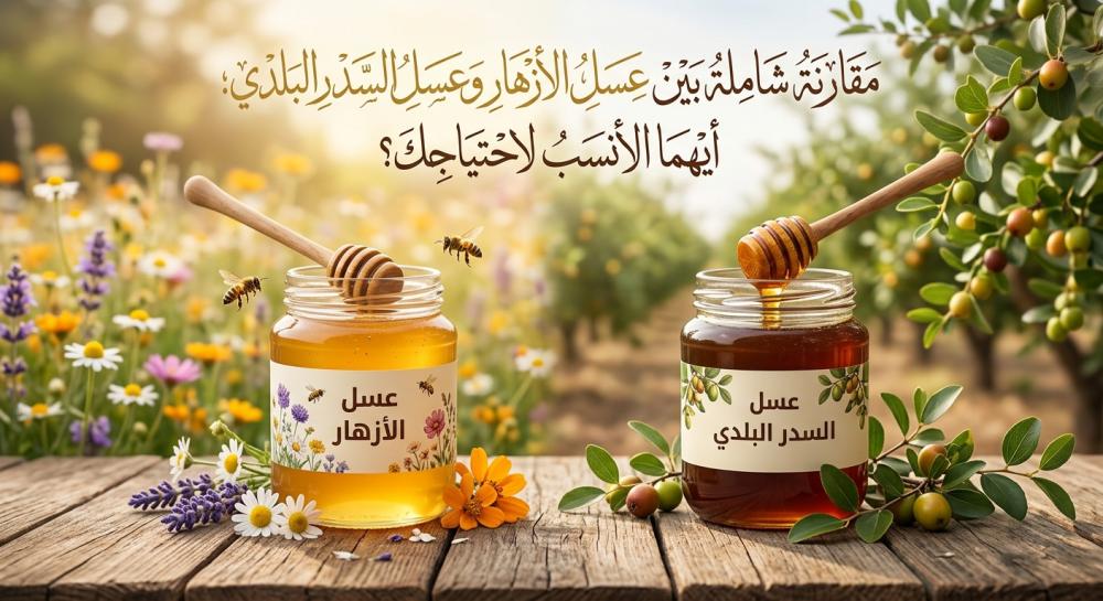 مقارنة شاملة بين عسل الأزهار وعسل السدر البلدي: أيهما الأنسب لاحتياجك؟