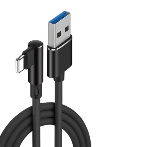 كابل USB 90 درجة لهاتف آيفون 14 13 12 11 برو ماكس...