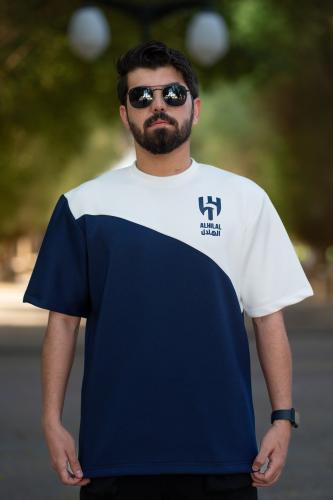 تيشرت الهلال كحلي بشريط أبيض عريض
