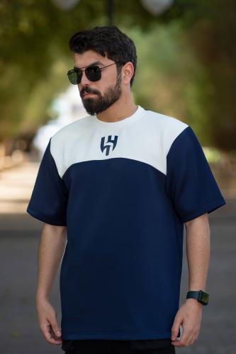 تيشرت الهلال كحلي بشريط أبيض عريض