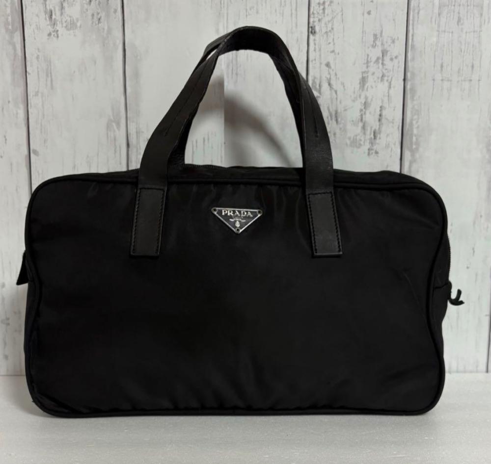 00s prada archive leather nylon hand bag | Rv