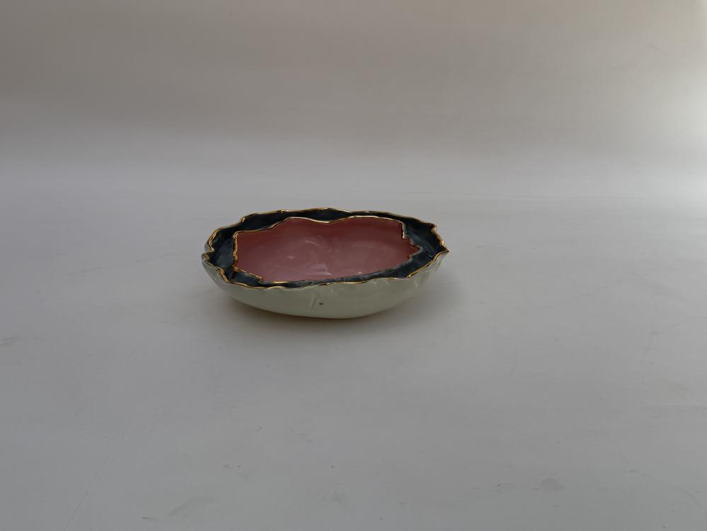 طبق أخضر فاتح ووردي  -سيراميك 20cm