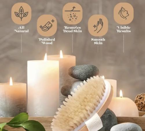 فرشاة التقشير الجاف بشعيرات طبيعية لتقشير وتحسين ا...