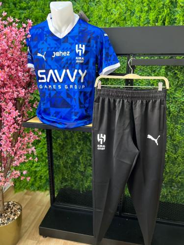طقم الهلال شتوي أزرق تيشرت مع سروال طويل بشعار ناد...