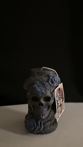 Tall Rose Skull Candle