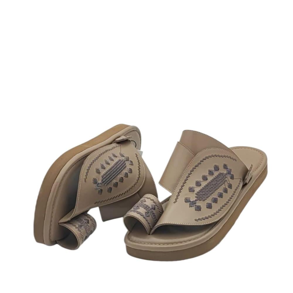 حذاء شرقي مطرز سماوي دعسة طبي وطني