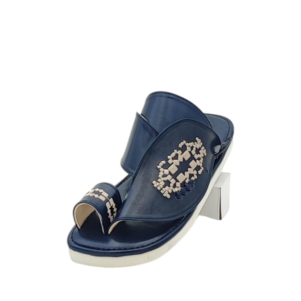 حذاء شرقي مطرز كحلي فاتح دعسة طبي وطني