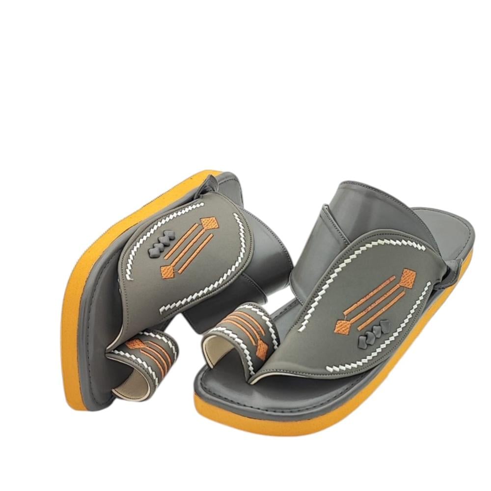 حذاء شرقي مطرز رصاصي دعسة طبي وطني