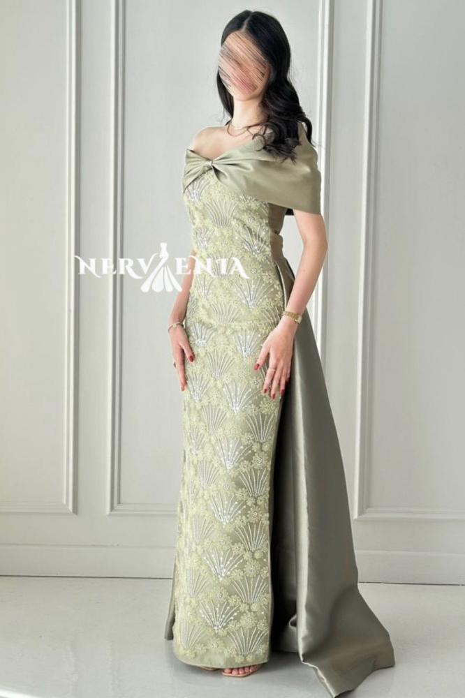 فستان شامبين كلرز سهره مطرز ذيل