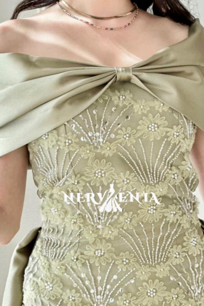 فستان شامبين كلرز سهره مطرز ذيل